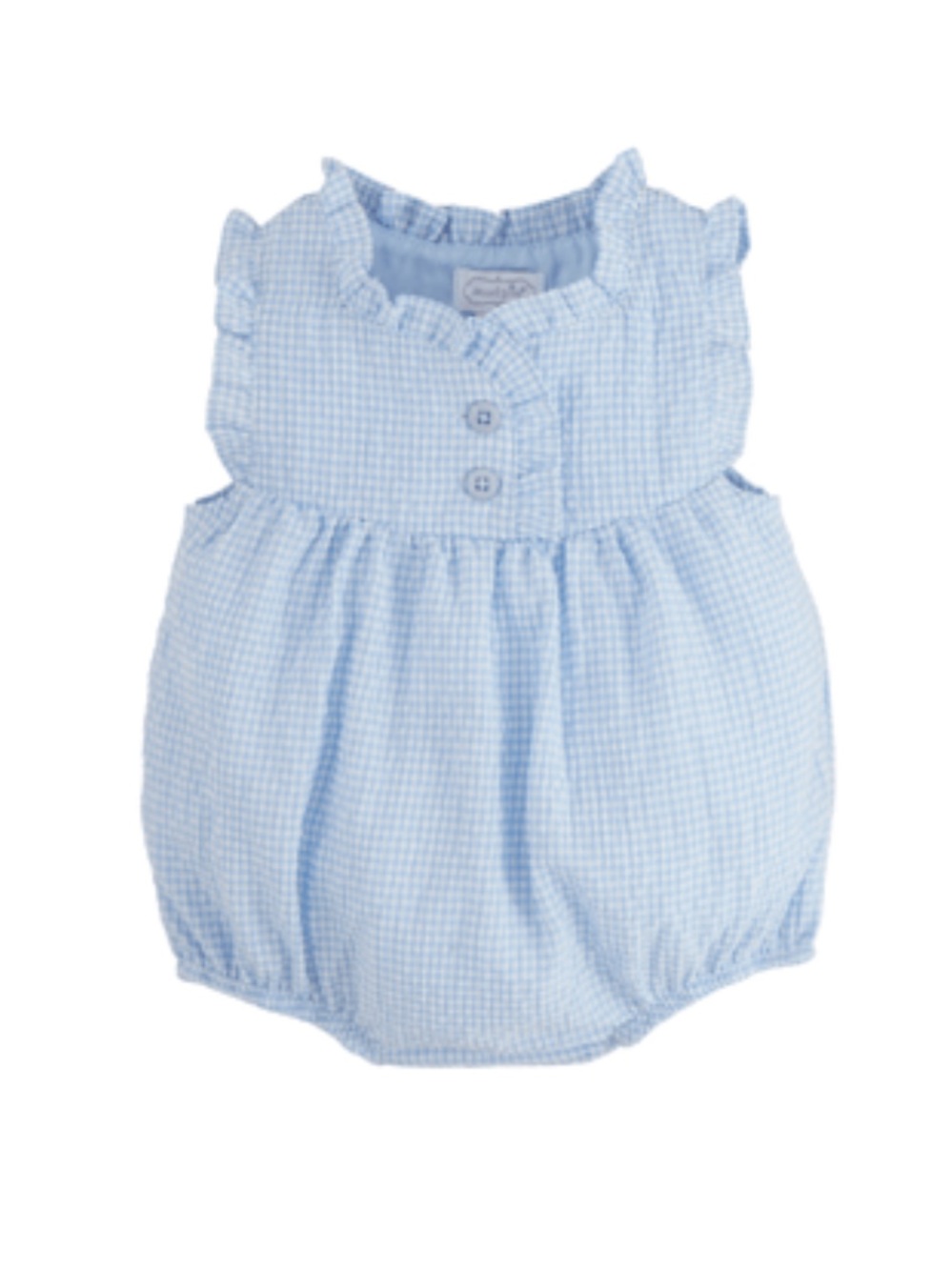 Mud Pie Baby Girls Light Blue Gingham Bubble Romper